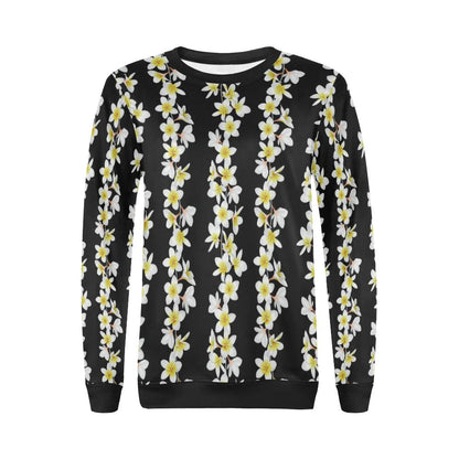 White Plumeria Pattern Print Design PM08 Women Long Sleeve Sweatshirt-JorJune