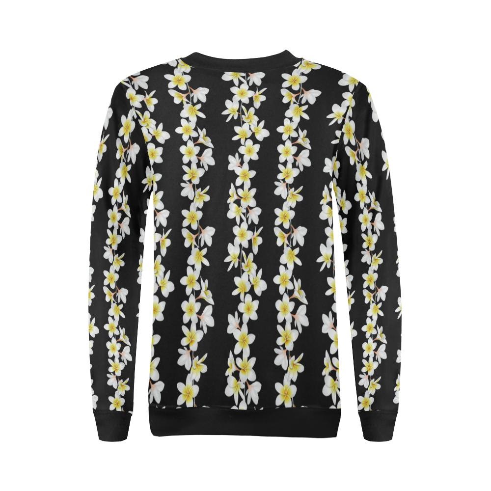 White Plumeria Pattern Print Design PM08 Women Long Sleeve Sweatshirt-JorJune