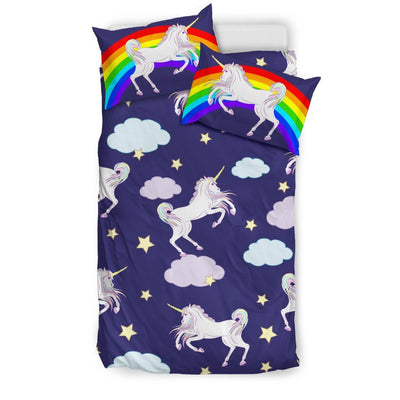 White Unicorn Star Duvet Cover Bedding Set