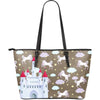 White Unicorn Star Large Leather Tote Bag