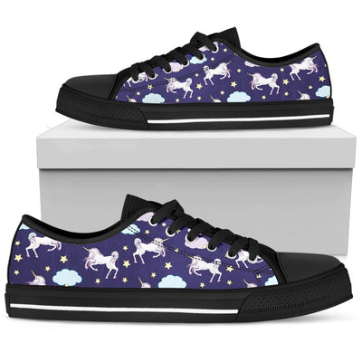 White Unicorn Star Men Low Top Canvas Shoes