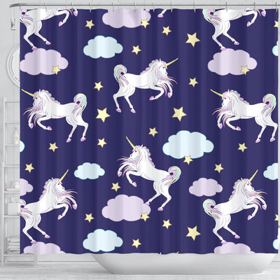 White Unicorn Star Shower Curtain