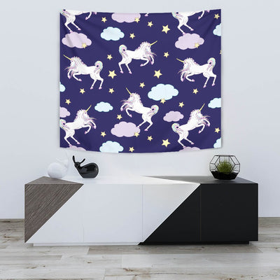 White Unicorn Star Wall Tapestry