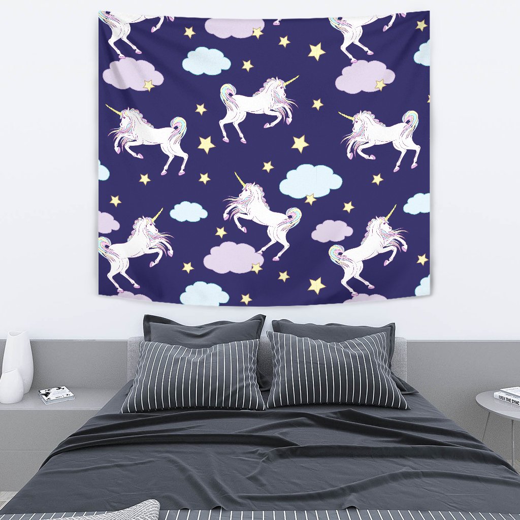 White Unicorn Star Wall Tapestry