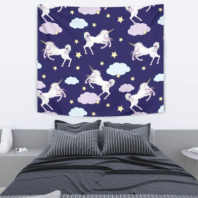 White Unicorn Star Wall Tapestry