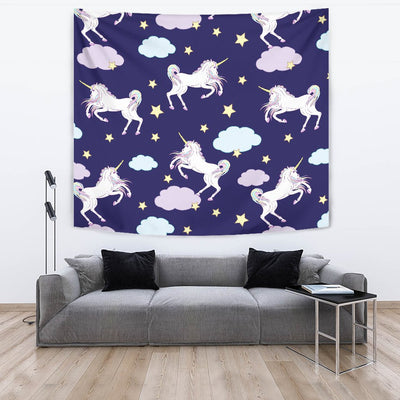 White Unicorn Star Wall Tapestry