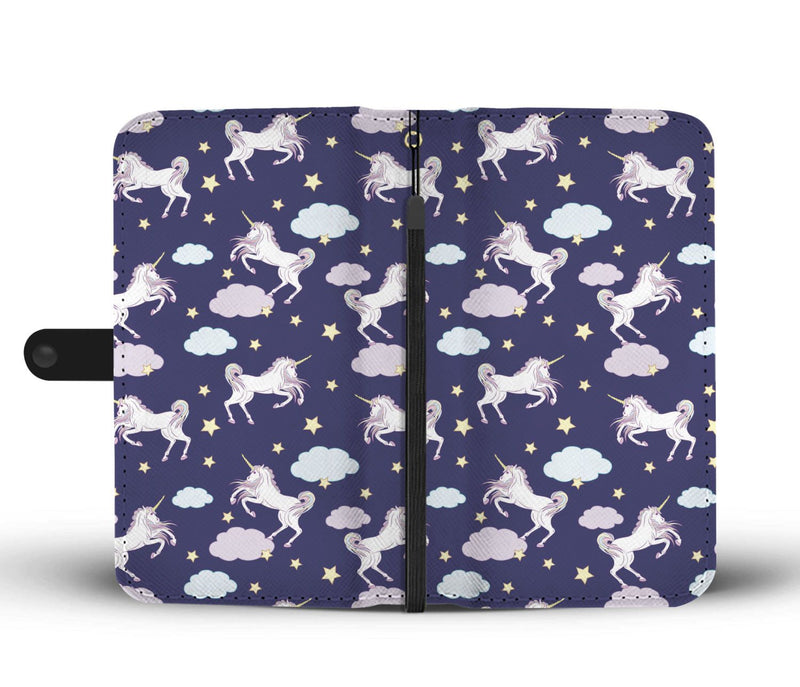 White Unicorn Star Wallet Phone Case