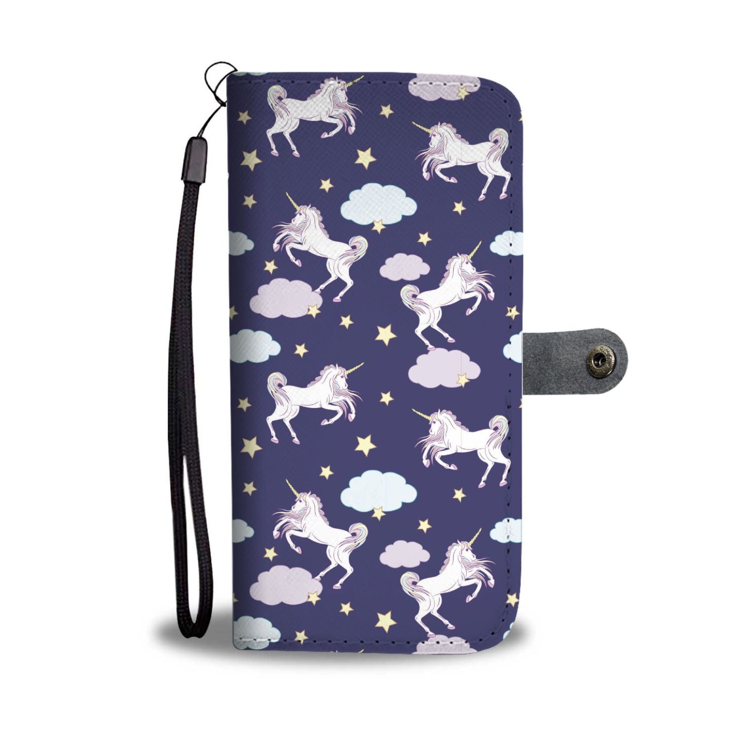 White Unicorn Star Wallet Phone Case