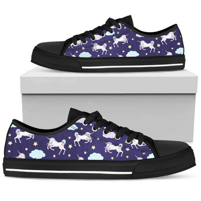 White Unicorn Star Women Low Top Canvas Shoes