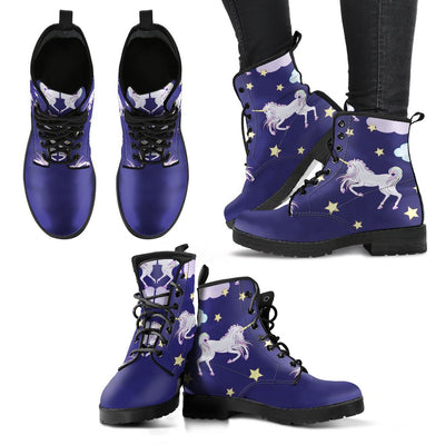 White Unicorn Star Women & Men Leather Boots