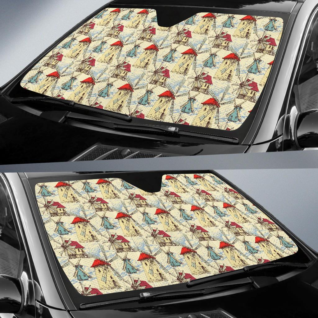 Windmill Pattern Print Design 01 Car Sun Shades-JORJUNE.COM