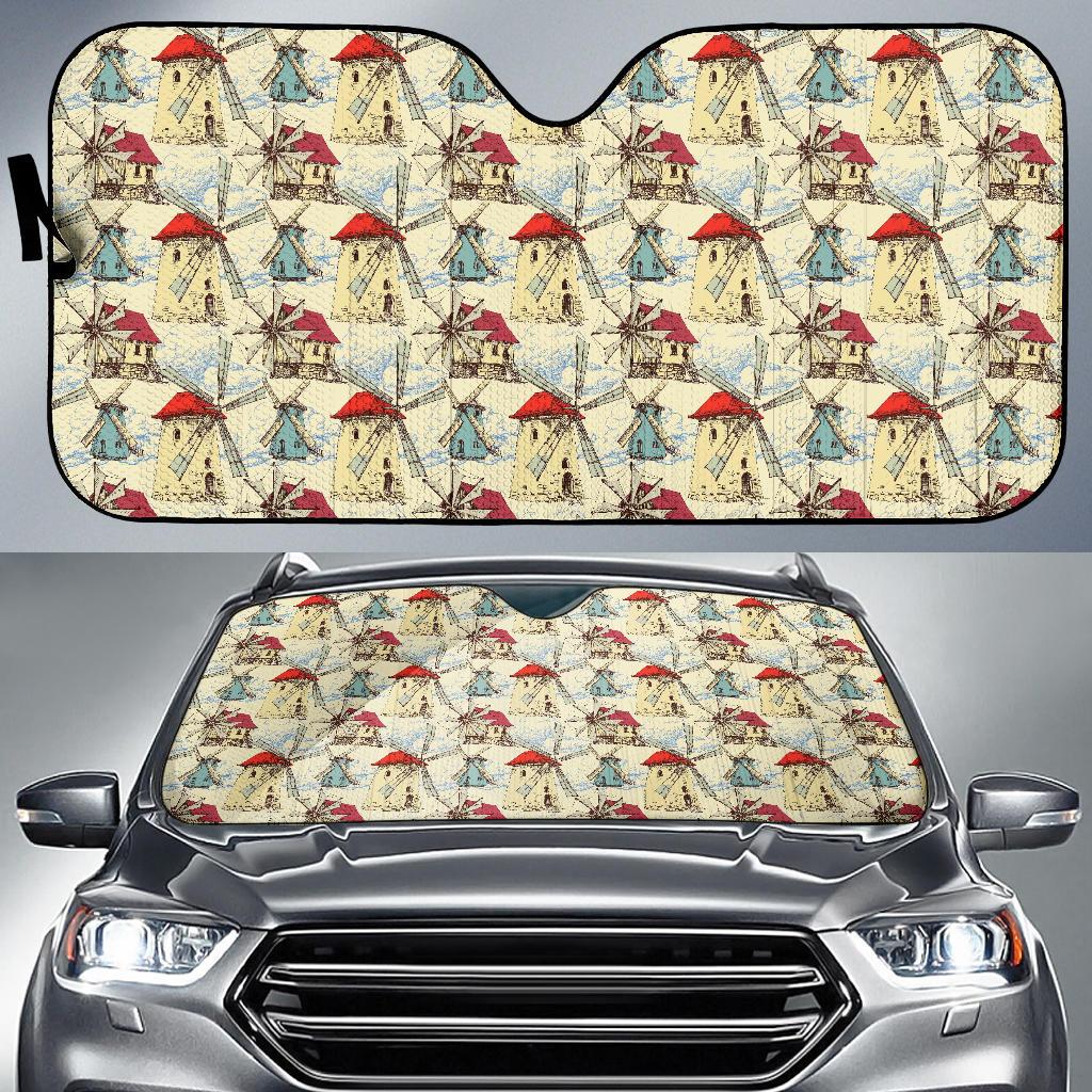 Windmill Pattern Print Design 01 Car Sun Shades-JORJUNE.COM