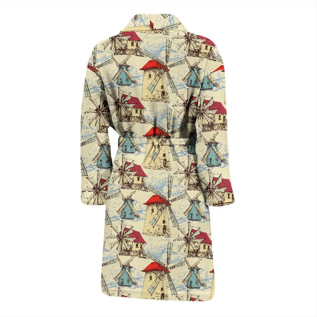 Windmill Pattern Print Design 01 Men Bathrobe-JORJUNE.COM