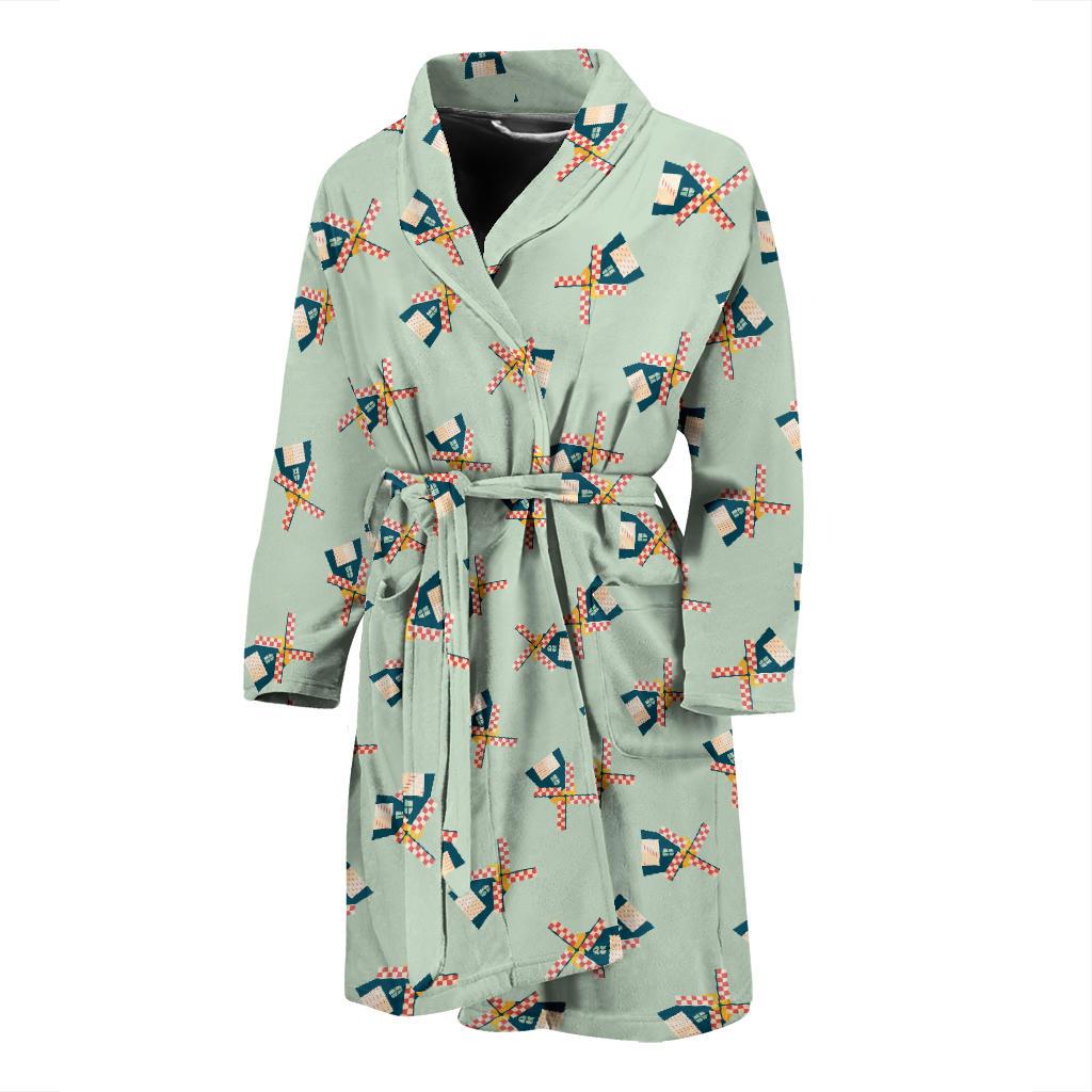 Windmill Pattern Print Design 02 Men Bathrobe-JORJUNE.COM