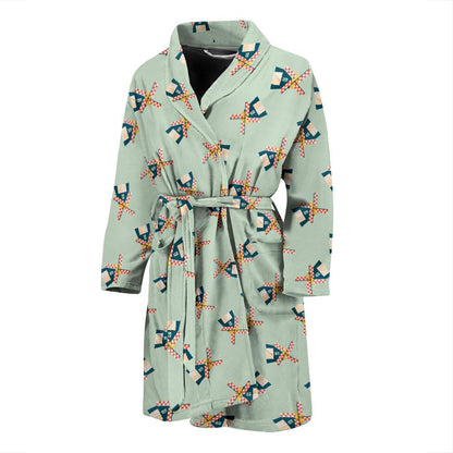 Windmill Pattern Print Design 02 Men Bathrobe-JORJUNE.COM