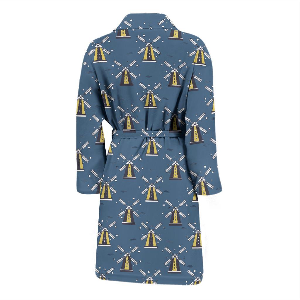 Windmill Pattern Print Design 03 Men Bathrobe-JORJUNE.COM