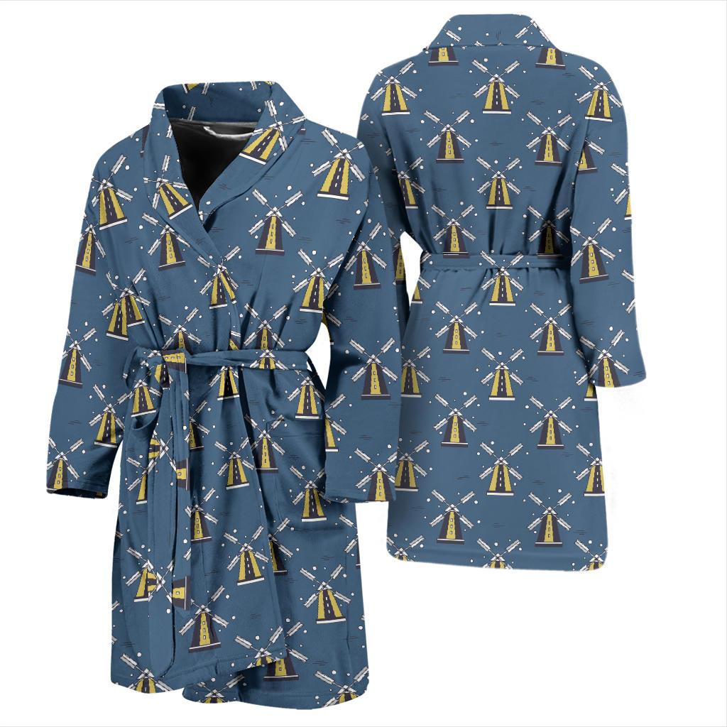 Windmill Pattern Print Design 03 Men Bathrobe-JORJUNE.COM
