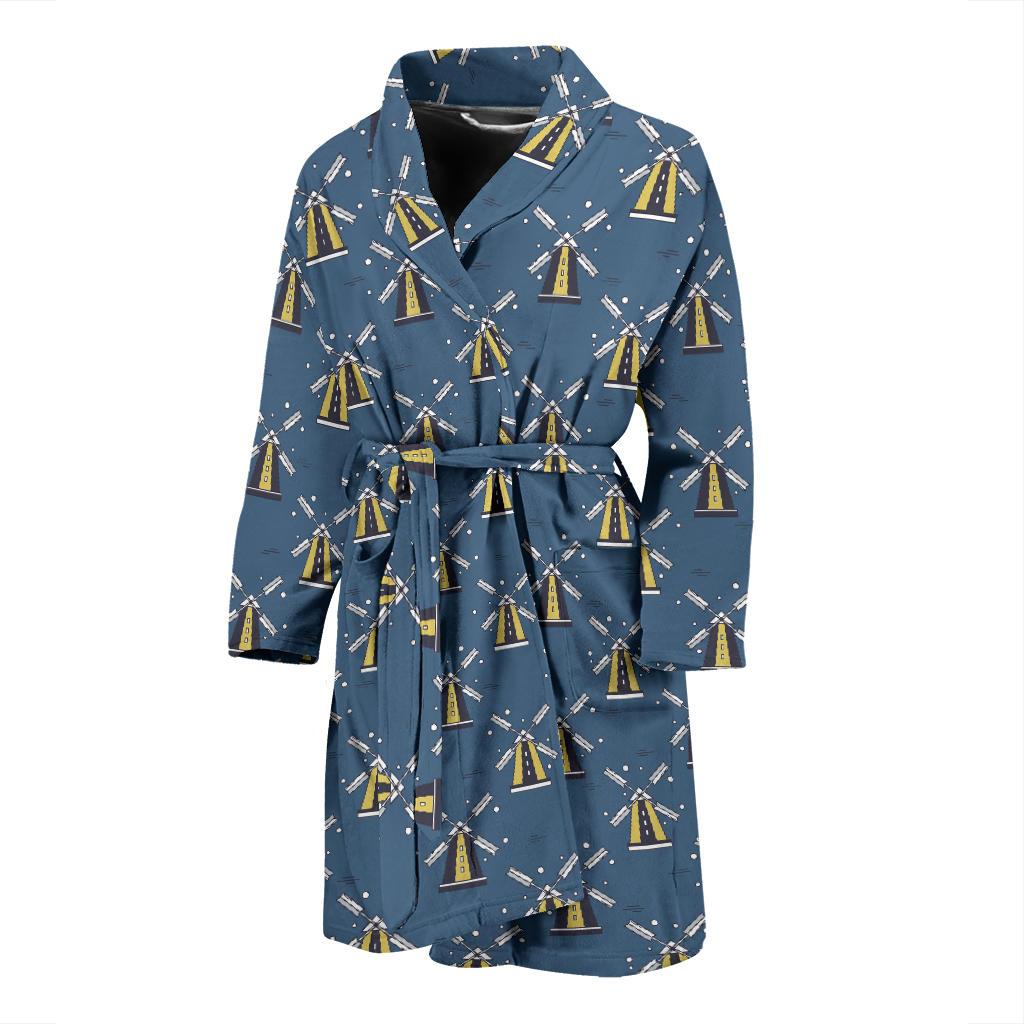 Windmill Pattern Print Design 03 Men Bathrobe-JORJUNE.COM