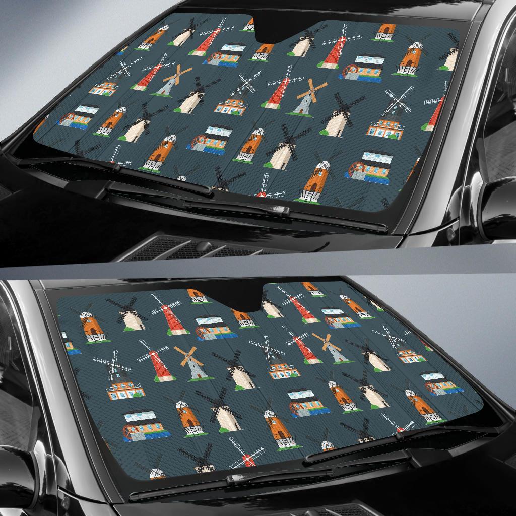 Windmill Pattern Print Design 04 Car Sun Shades-JORJUNE.COM