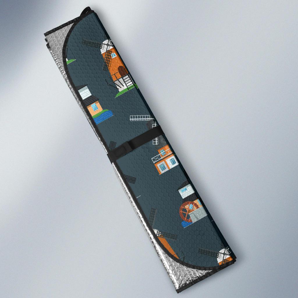 Windmill Pattern Print Design 04 Car Sun Shades-JORJUNE.COM