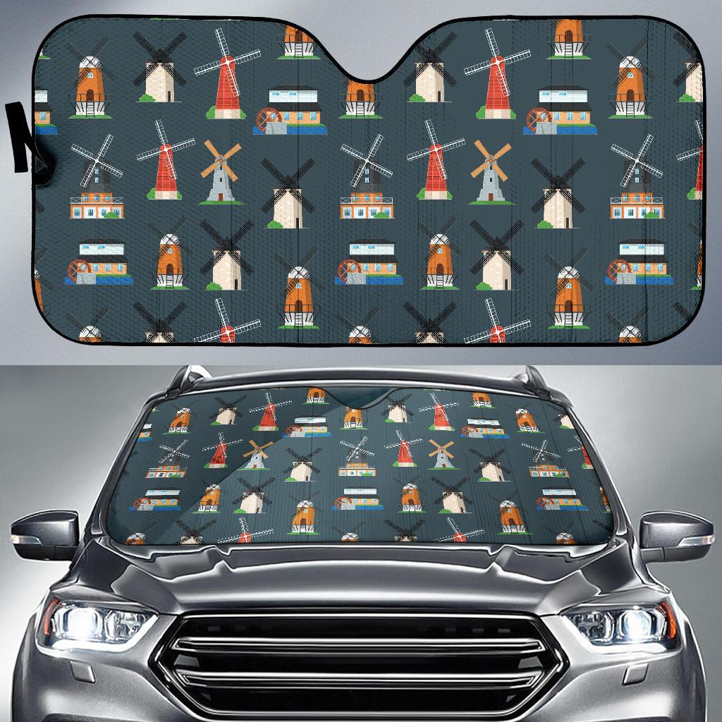 Windmill Pattern Print Design 04 Car Sun Shades-JORJUNE.COM