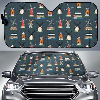 Windmill Pattern Print Design 04 Car Sun Shades-JORJUNE.COM