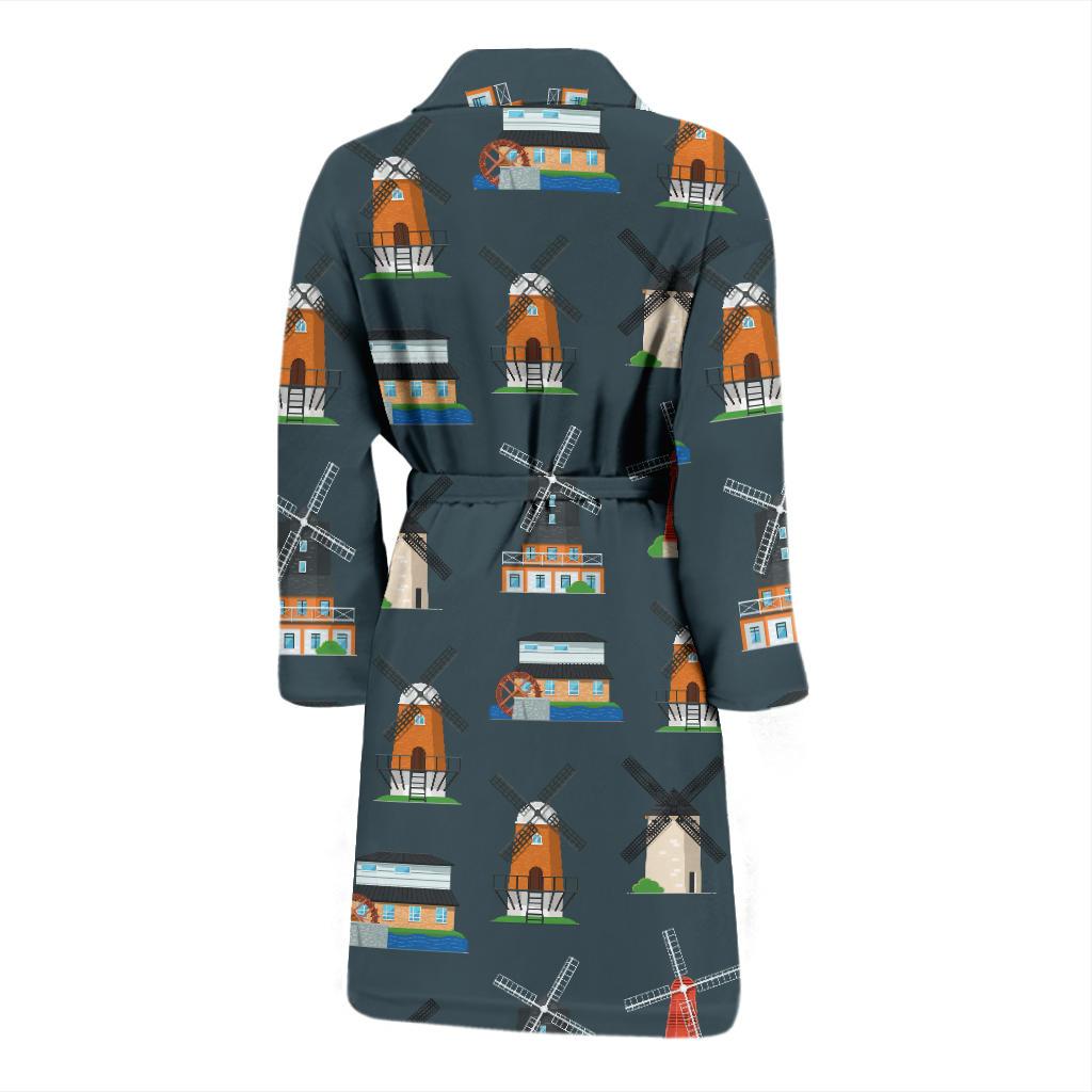 Windmill Pattern Print Design 04 Men Bathrobe-JORJUNE.COM