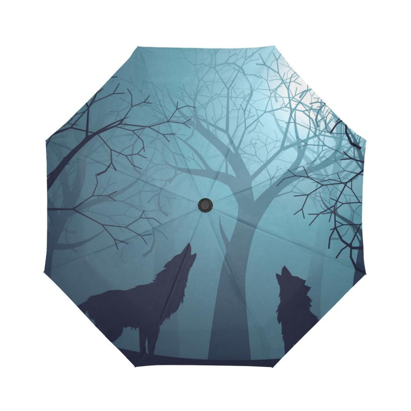 Wolf Night Automatic Foldable Umbrella
