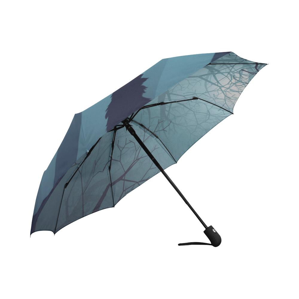 Wolf Night Automatic Foldable Umbrella