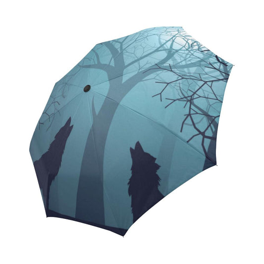 Wolf Night Automatic Foldable Umbrella