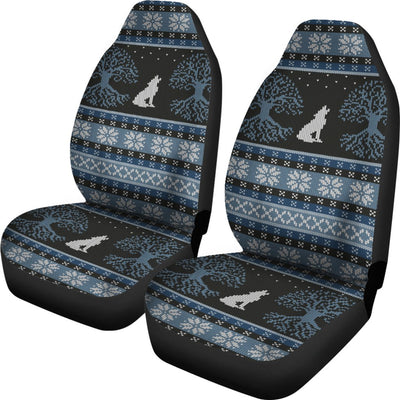 Wolf Tree of Life Knit Design Print Universal Fit Car Seat Covers