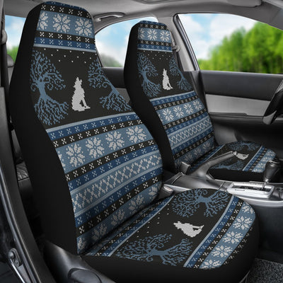 Wolf Tree of Life Knit Design Print Universal Fit Car Seat Covers