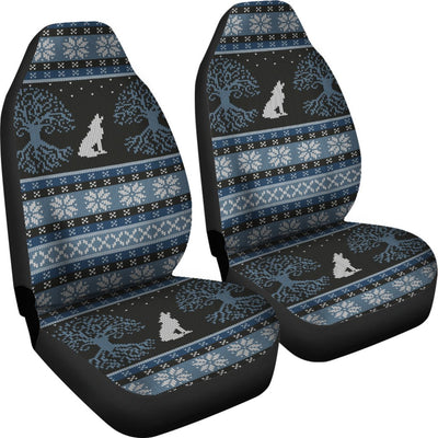 Wolf Tree of Life Knit Design Print Universal Fit Car Seat Covers