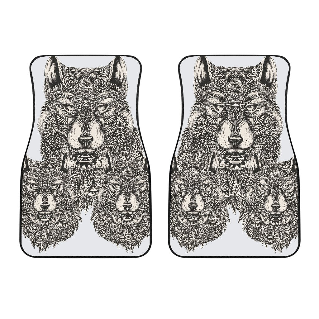 Wolf Tribal Car Floor Mats