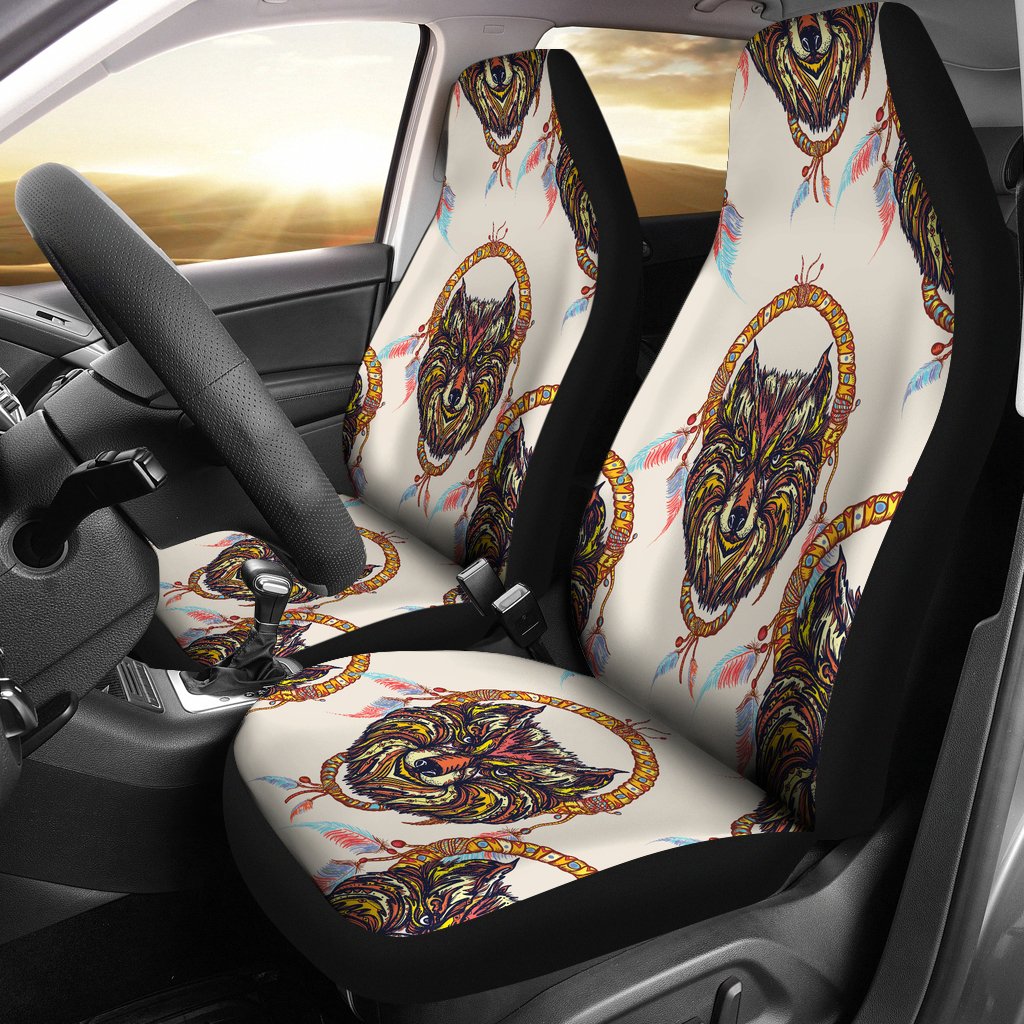 Wolf Tribal Dream Catcher Design Print Universal Fit Car Seat Covers