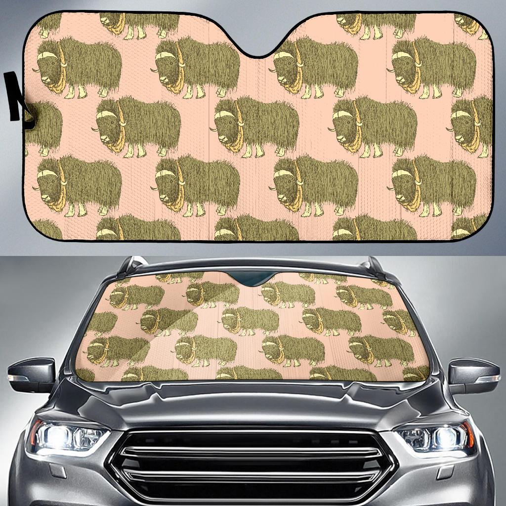 Yak Pattern Print Design 01 Car Sun Shades-JORJUNE.COM