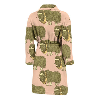 Yak Pattern Print Design 01 Men Bathrobe-JORJUNE.COM