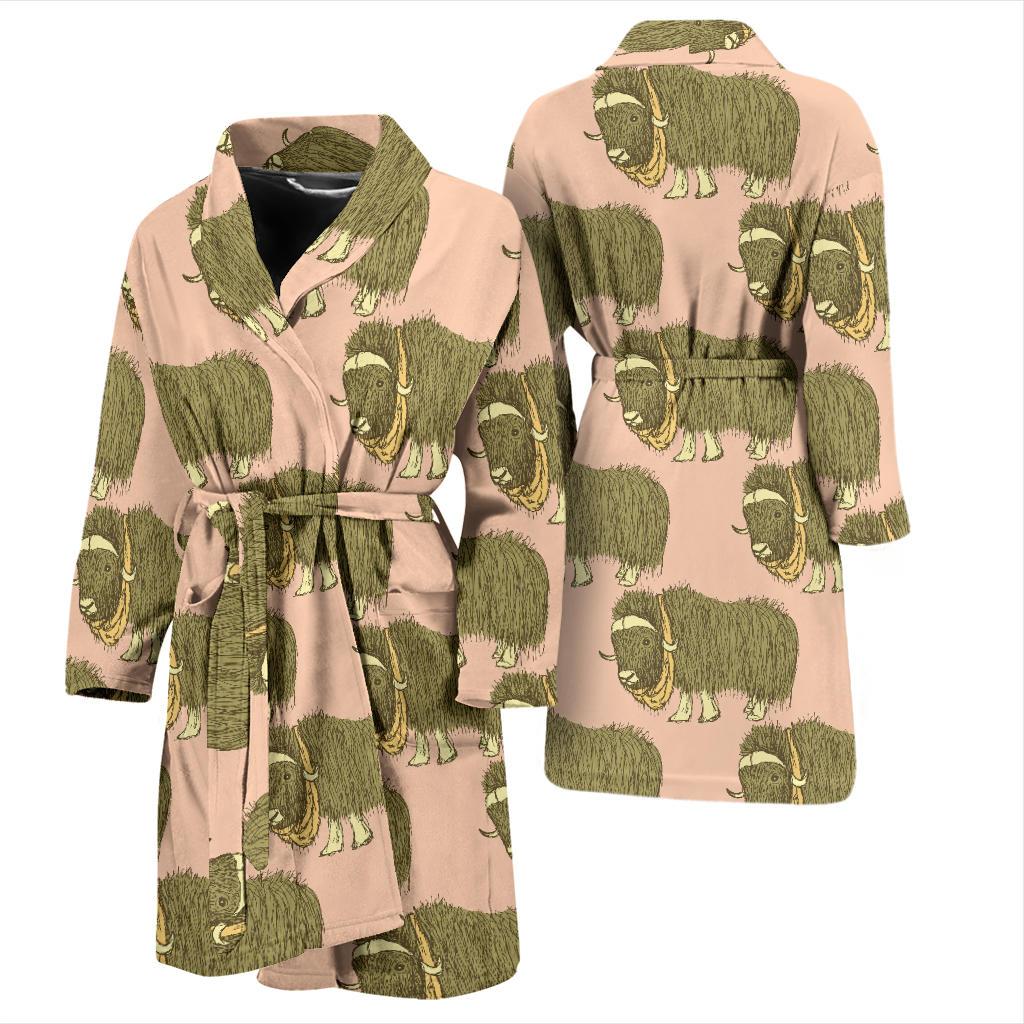 Yak Pattern Print Design 01 Men Bathrobe-JORJUNE.COM