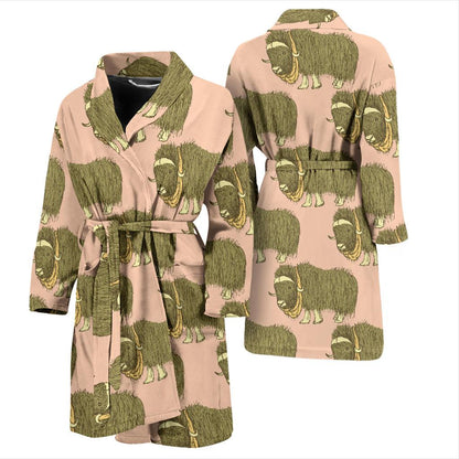 Yak Pattern Print Design 01 Men Bathrobe-JORJUNE.COM