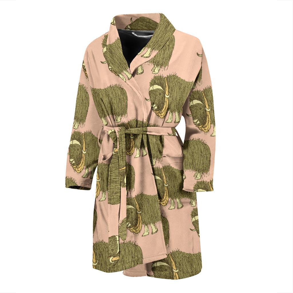 Yak Pattern Print Design 01 Men Bathrobe-JORJUNE.COM