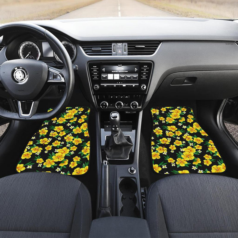 Yellow Hibiscus Pattern Print Design HB08 Car Floor Mats-JORJUNE.COM