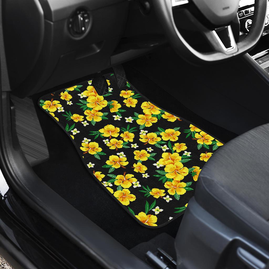 Yellow Hibiscus Pattern Print Design HB08 Car Floor Mats-JORJUNE.COM