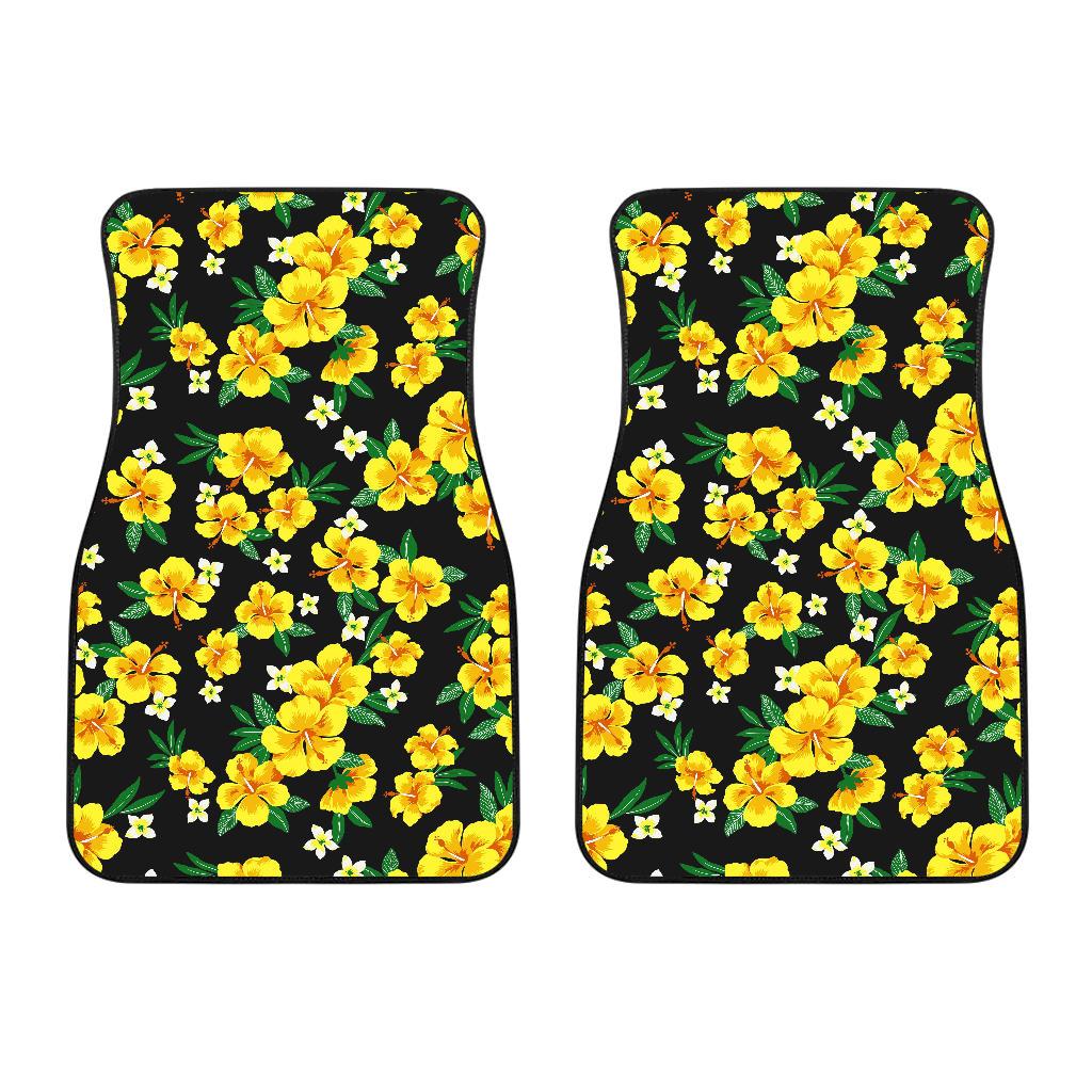Yellow Hibiscus Pattern Print Design HB08 Car Floor Mats-JORJUNE.COM