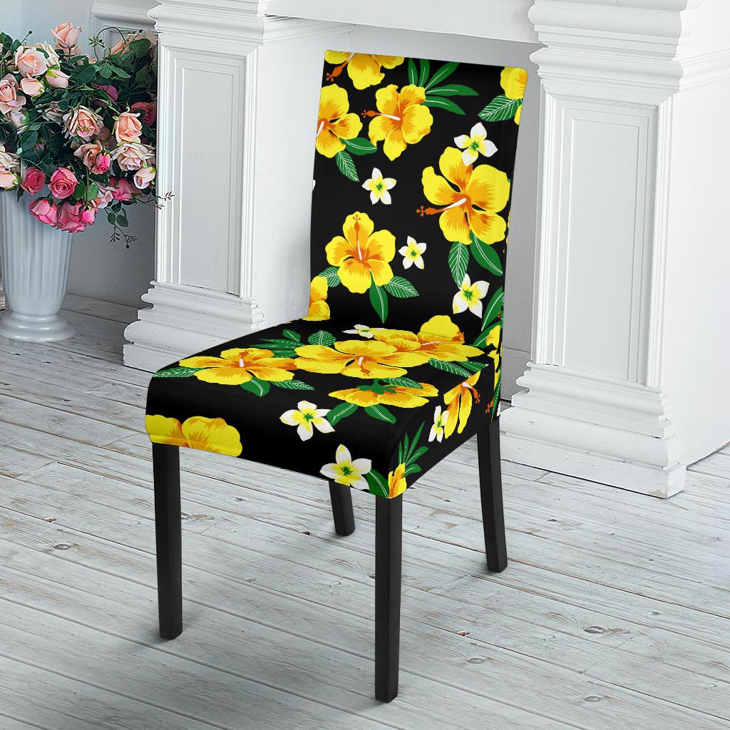 Yellow Hibiscus Pattern Print Design HB08 Dining Chair Slipcover-JORJUNE.COM