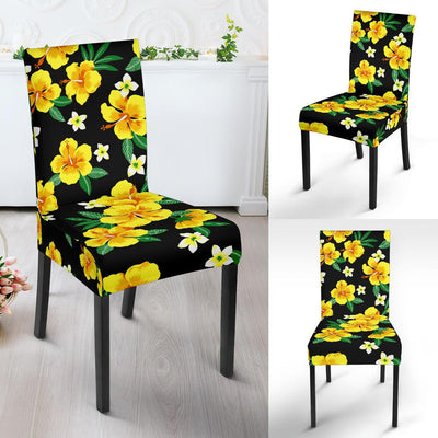 Yellow Hibiscus Pattern Print Design HB08 Dining Chair Slipcover-JORJUNE.COM