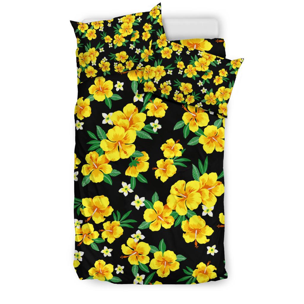 Yellow Hibiscus Pattern Print Design HB08 Duvet Cover Bedding Set-JORJUNE.COM