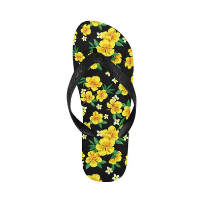 Yellow Hibiscus Pattern Print Design HB08 Flip Flops-JorJune