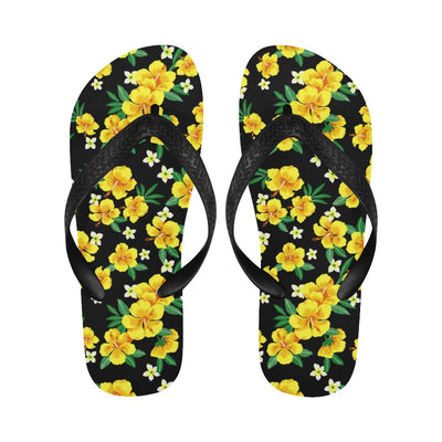 Yellow Hibiscus Pattern Print Design HB08 Flip Flops-JorJune