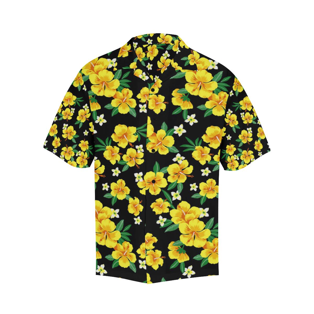 Yellow Hibiscus Pattern Print Design HB08 Men Hawaiian Shirt-JorJune