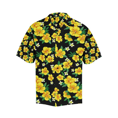 Yellow Hibiscus Pattern Print Design HB08 Men Hawaiian Shirt-JorJune